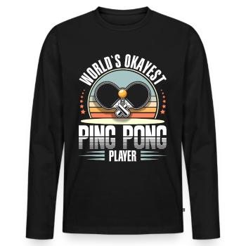 Tischtennis Ping Pong - Männer Premium Bio Langarmshirt - Schwarz - Vorne - Nico (187cm)