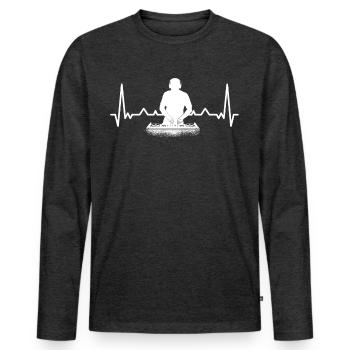 DJ Performance - T-shirt manches longues Premium bio Homme - anthracite chiné - Devant - Nico (187cm)