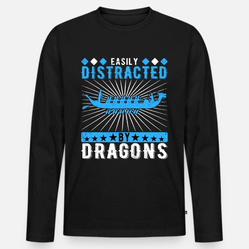 Drachenbootrennen Drachenboot Easily Distracted - Männer Premium Bio Langarmshirt - Schwarz