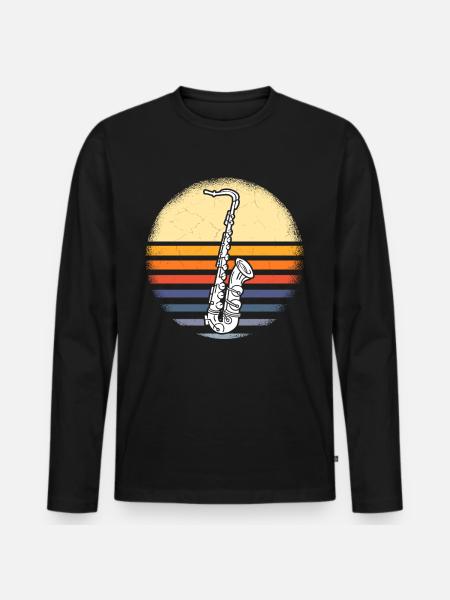 Saxophone Musiker Blasmusik - Männer Premium Bio Langarmshirt - Schwarz