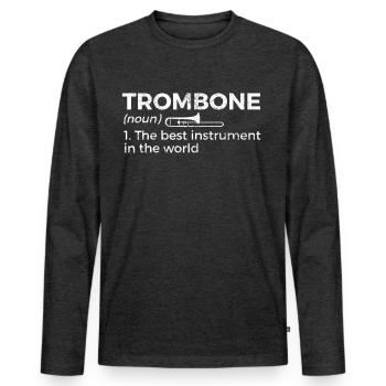 Trombone Musician Brass Band - Men's Premium Organic Long Sleeve Shirt - heather anthracite - Front - Nico (187cm)