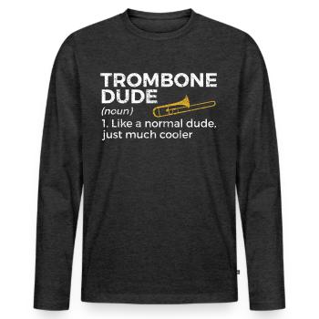 Trombone Musician Brass Band - Men's Premium Organic Long Sleeve Shirt - heather anthracite - Front - Nico (187cm)