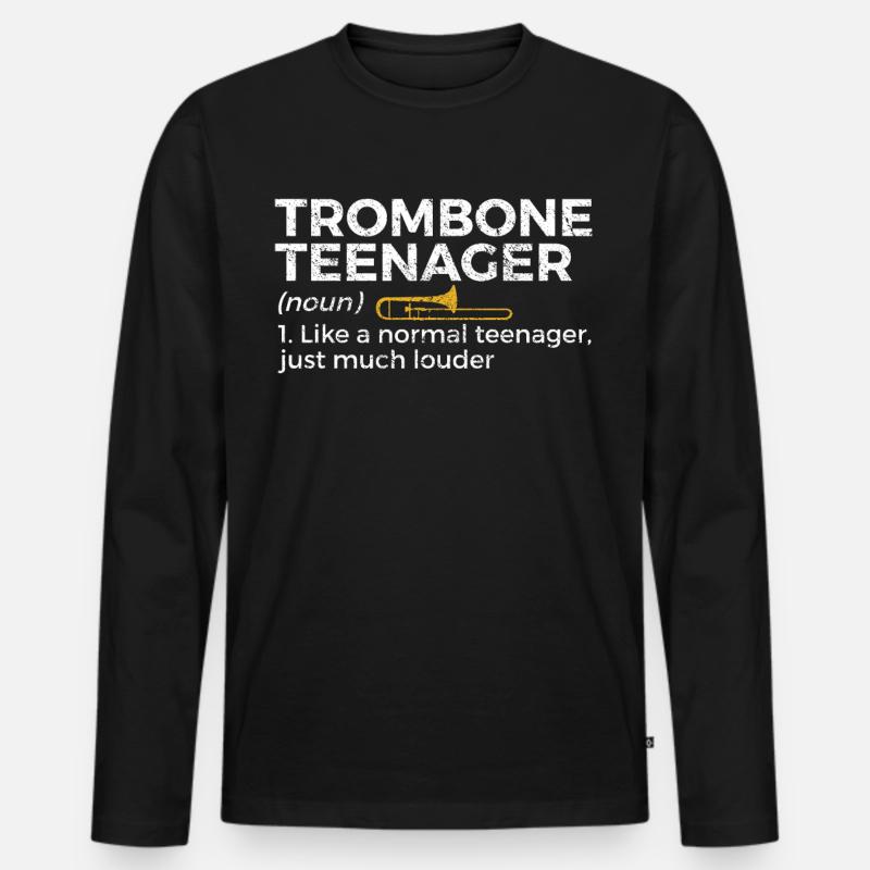 Posaune Musiker Blasmusik - Männer Premium Bio Langarmshirt - Schwarz