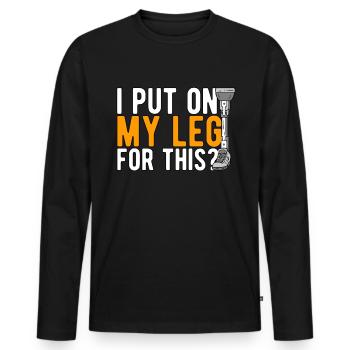 Jambe prothétique que je mets sur ma jambe pour cela - T-shirt manches longues Premium bio Homme - noir - Devant - Nico (187cm)