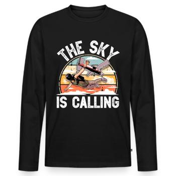 Skydiving Parachuting Parachute - Men's Premium Organic Long Sleeve Shirt - black - Front - Nico (187cm)
