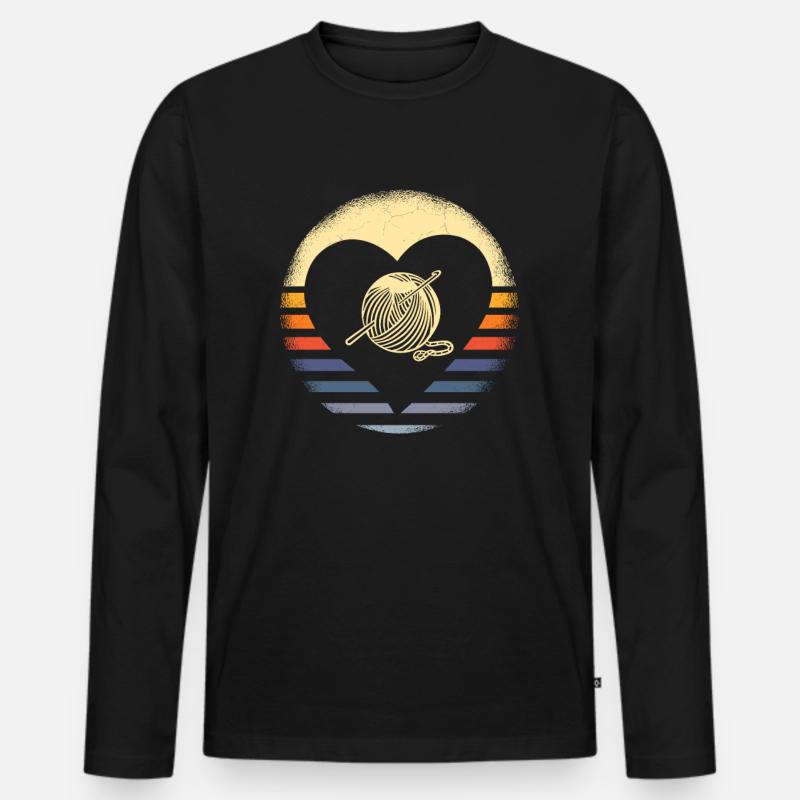 Häkeln - Männer Premium Bio Langarmshirt - Schwarz