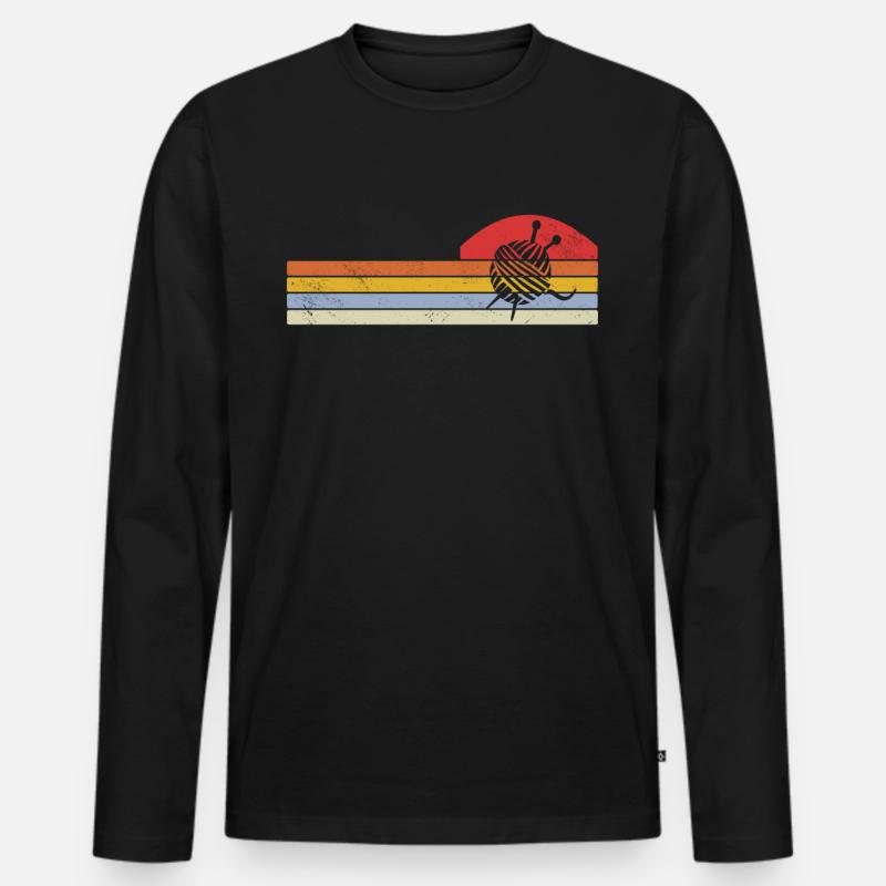 Stricken - Männer Premium Bio Langarmshirt - Schwarz