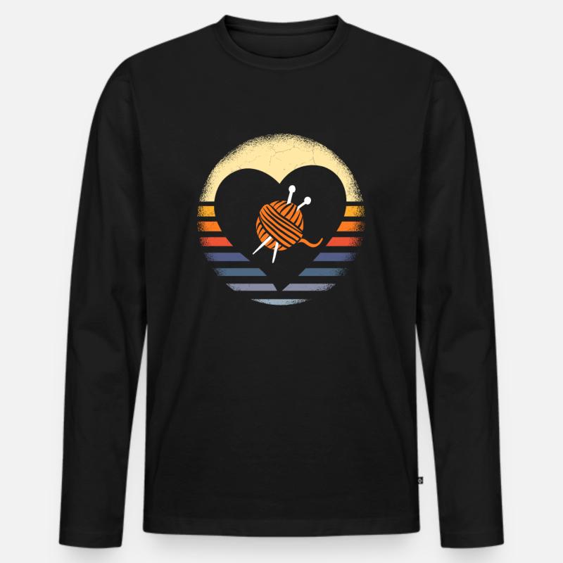 Stricken - Männer Premium Bio Langarmshirt - Schwarz