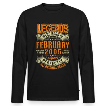 2005 Février Birthday Legend - T-shirt manches longues Premium bio Homme - noir - Devant - Nico (187cm)