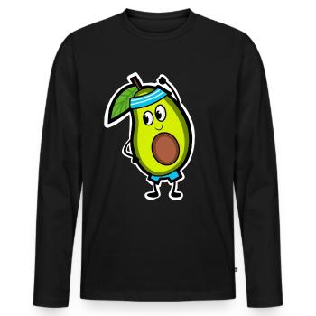 Aerobic Avocado - Men's Premium Organic Long Sleeve Shirt - black - Front - Nico (187cm)
