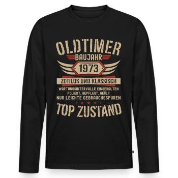 50th birthday 50 years classic car gift 1973 - Men's Premium Organic Long Sleeve Shirt - black - Front - Nico (187cm)