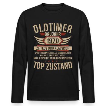 53rd birthday 50 years classic car gift 1973 - Men's Premium Organic Long Sleeve Shirt - black - Front - Nico (187cm)