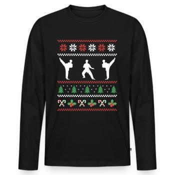 Karate - Männer Premium Bio Langarmshirt - Schwarz - Vorne - Nico (187cm)