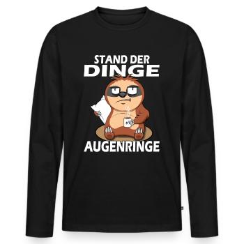 Stand der Dinge - Morgenmuffel Faultier - Männer Premium Bio Langarmshirt - Schwarz - Vorne - Nico (187cm)