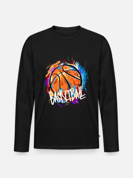 Basketball Basketballer - Männer Premium Bio Langarmshirt - Schwarz