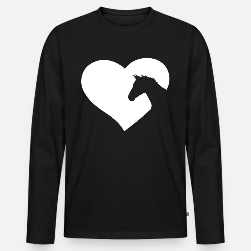 Pferde Reiter - Männer Premium Bio Langarmshirt - Schwarz