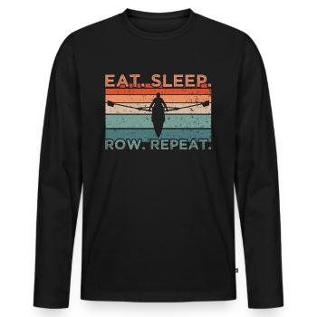 Répéter Manger la rangée de sommeil - T-shirt manches longues Premium bio Homme - noir - Devant - Nico (187cm)