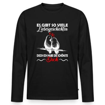 Valentinstag - Jahrestag - Verliebte Paare - Männer Premium Bio Langarmshirt - Schwarz - Vorne - Nico (187cm)