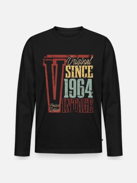 1964 Geburtstag Geburtsjahr Baujahr Vintage Retro - Männer Premium Bio Langarmshirt - Schwarz
