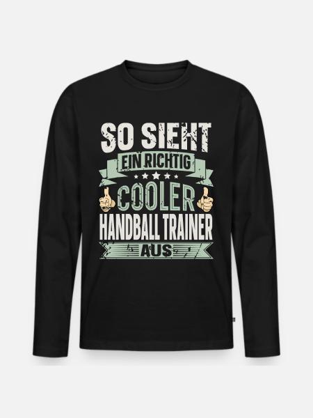 Handballtrainer Handball - Männer Premium Bio Langarmshirt - Schwarz