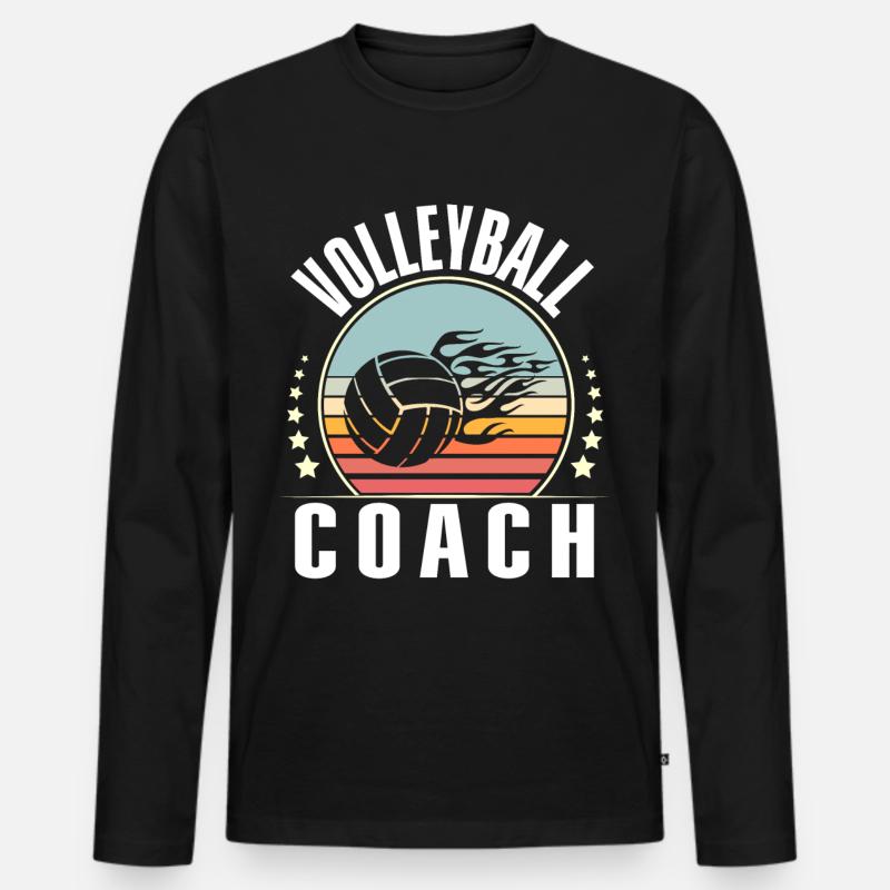 Volleyball Coach - Männer Premium Bio Langarmshirt - Schwarz