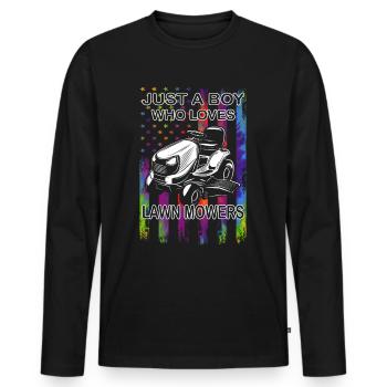 Tonte de pelouse - Entretien de pelouse - Jardinier - Jardinier - T-shirt manches longues Premium bio Homme - noir - Devant - Nico (187cm)
