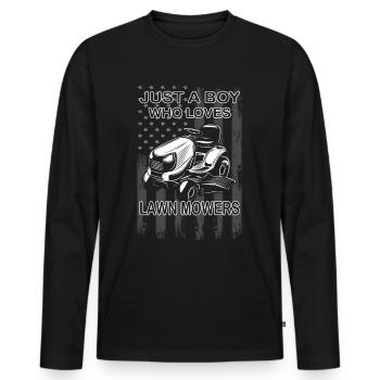 Tonte de pelouse - Entretien de pelouse - Jardinier - Jardinier - T-shirt manches longues Premium bio Homme - noir - Devant - Nico (187cm)