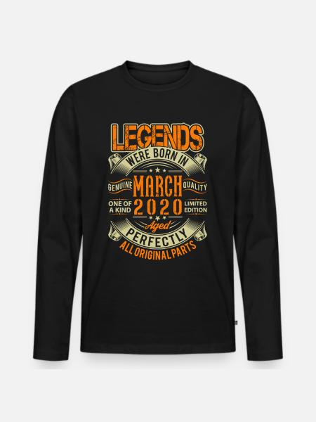 2020 March Birthday Legend - Men's Premium Organic Long Sleeve Shirt - black