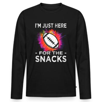 Je suis juste ici pour le football - Football américain - T-shirt manches longues Premium bio Homme - noir - Devant - Nico (187cm)