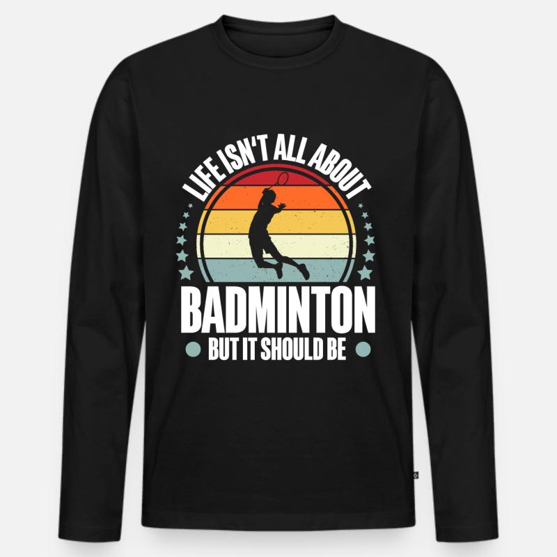 Badminton - Männer Premium Bio Langarmshirt - Schwarz