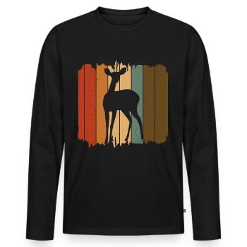 Chevreuil - T-shirt manches longues Premium bio Homme - noir - Devant - Nico (187cm)