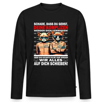 Werden dich vermissen - Jobwechsel - Männer Premium Bio Langarmshirt - Schwarz - Vorne - Nico (187cm)