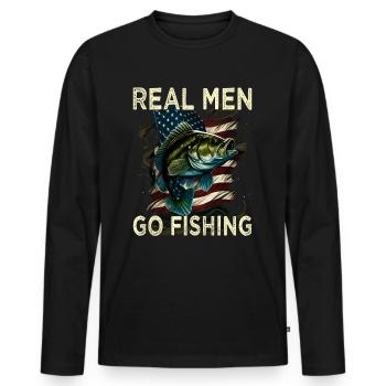 De vrais hommes vont à la pêche - T-shirt manches longues Premium bio Homme - noir - Devant - Nico (187cm)