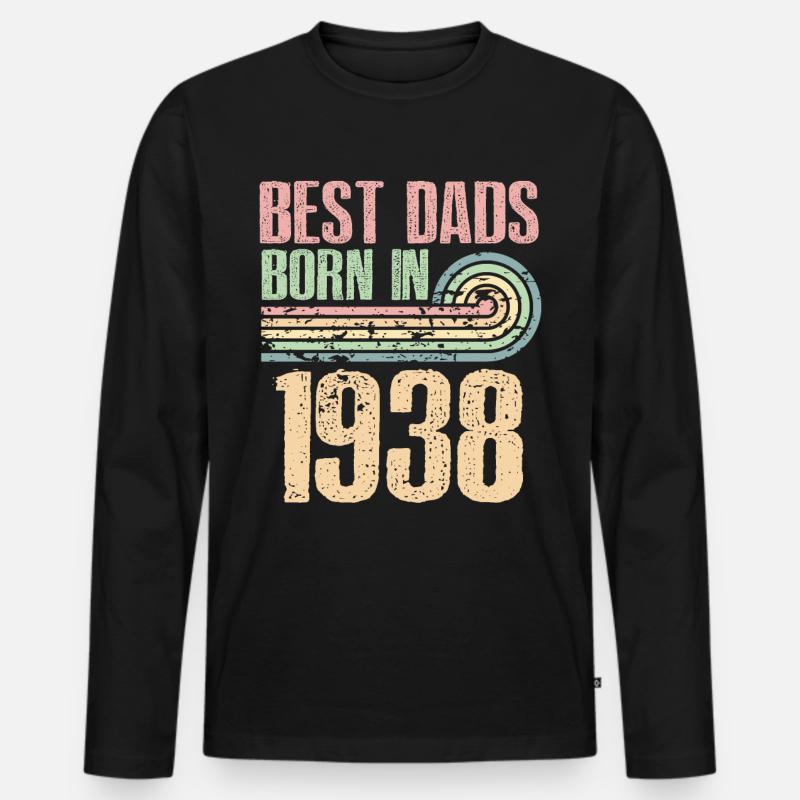 Die Besten Väter Sind 1938 Geboren, 85 Jahre Alt, - Männer Premium Bio Langarmshirt - Schwarz