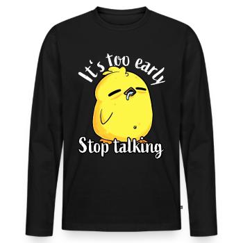 Good morning - Very thin ice saying coffee - Men's Premium Organic Long Sleeve Shirt - black - Front - Nico (187cm)