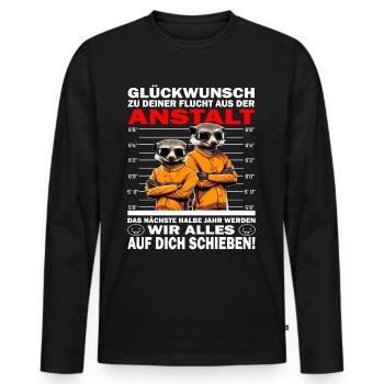 Glückwunsch zur Flucht aus der Anstalt Jobwechsel - Männer Premium Bio Langarmshirt - Schwarz - Vorne - Nico (187cm)