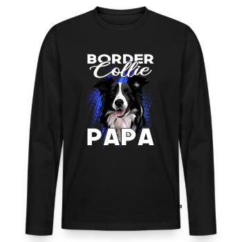 Border Collie Papa - Border Collie Lover - Men's Premium Organic Long Sleeve Shirt - black - Front - Nico (187cm)