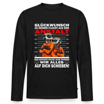 Glückwunsch zur Flucht aus der Anstalt Jobwechsel - Männer Premium Bio Langarmshirt - Schwarz - Vorne - Nico (187cm)