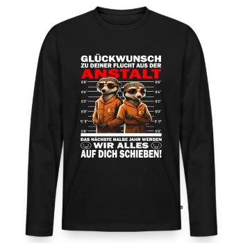 Glückwunsch zur Flucht aus der Anstalt Jobwechsel - Männer Premium Bio Langarmshirt - Schwarz - Vorne - Nico (187cm)
