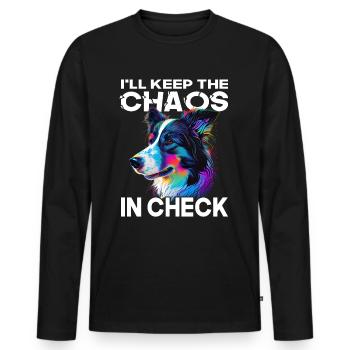 Border Collie - Amoureux des chiens - Propriétaires de chiens - T-shirt manches longues Premium bio Homme - noir - Devant - Nico (187cm)