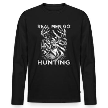 Real Men go Hunting - Hunter - Men's Premium Organic Long Sleeve Shirt - black - Front - Nico (187cm)