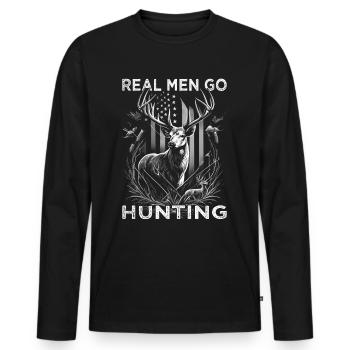 Real Men go Hunting - Hunter - Men's Premium Organic Long Sleeve Shirt - black - Front - Nico (187cm)