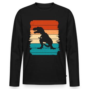 T-Rex - Männer Premium Bio Langarmshirt - Schwarz - Vorne - Nico (187cm)