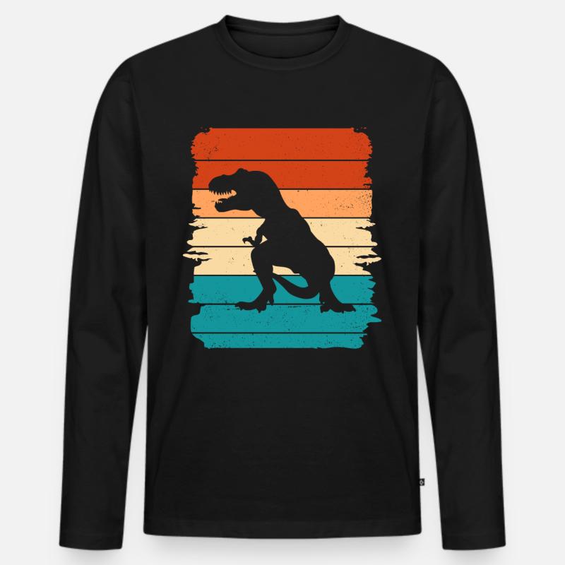 T-Rex - Männer Premium Bio Langarmshirt - Schwarz