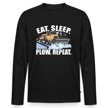 Eat Sleep Plow Repeat - Men's Premium Organic Long Sleeve Shirt - black - Front - Nico (187cm)