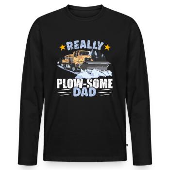 Schneepflug Dad - Männer Premium Bio Langarmshirt - Schwarz - Vorne - Nico (187cm)