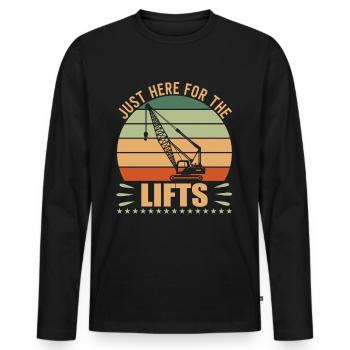 Juste ici pour les grutiers élévateurs - T-shirt manches longues Premium bio Homme - noir - Devant - Nico (187cm)