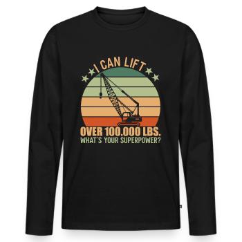 Je peux soulever une grue - T-shirt manches longues Premium bio Homme - noir - Devant - Nico (187cm)