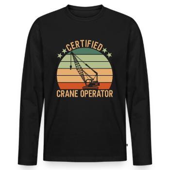 Kran Certified Crane Operator - Men's Premium Organic Long Sleeve Shirt - black - Front - Nico (187cm)