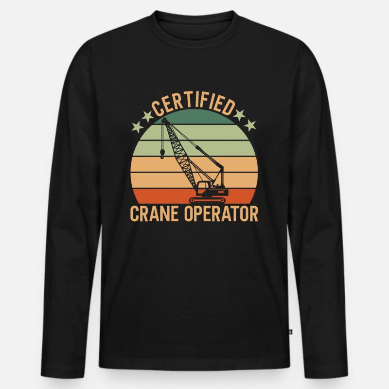 Kran Certified Crane Operator - Männer Premium Bio Langarmshirt - Schwarz
